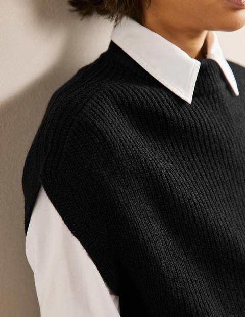 Relaxed Rib Sleeveless Jumper - Black Relaxed Rib Sleeveless Jumper - Black