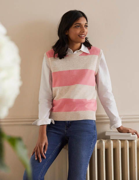 Harriet Sweater Vest - Chinchilla/Formica Pink Stripe