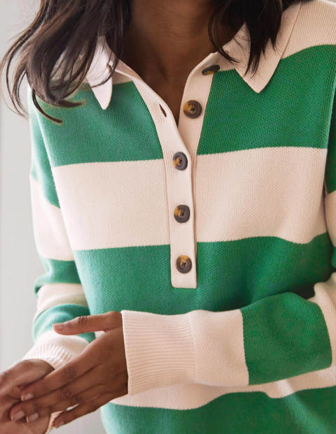 Striped Knitted Rugby Jumper - Milkshake and Irish Green Striped Knitted Rugby Jumper - Milkshake and Irish Green