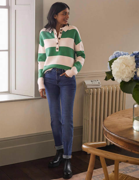 Striped Knitted Rugby Jumper - Milkshake and Irish Green Striped Knitted Rugby Jumper - Milkshake and Irish Green