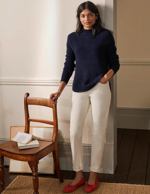 Flauschiger Pullover mit seitlichem Knopf - Navy Flauschiger Pullover mit seitlichem Knopf - Navy