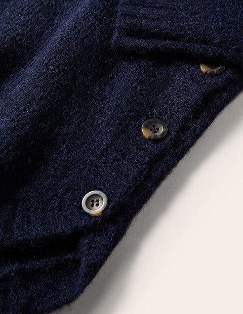 Flauschiger Pullover mit seitlichem Knopf - Navy Flauschiger Pullover mit seitlichem Knopf - Navy