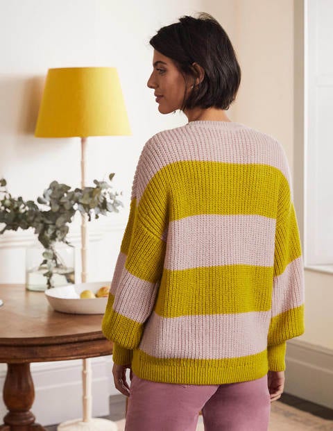Blouson Cuff Fluffy Jumper - Pink, Yellow Multistripe Blouson Cuff Fluffy Jumper - Pink, Yellow Multistripe