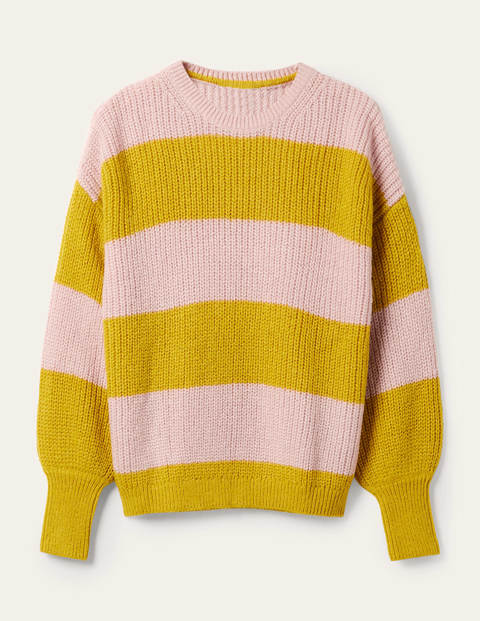 Blouson Cuff Fluffy Jumper - Pink, Yellow Multistripe Blouson Cuff Fluffy Jumper - Pink, Yellow Multistripe
