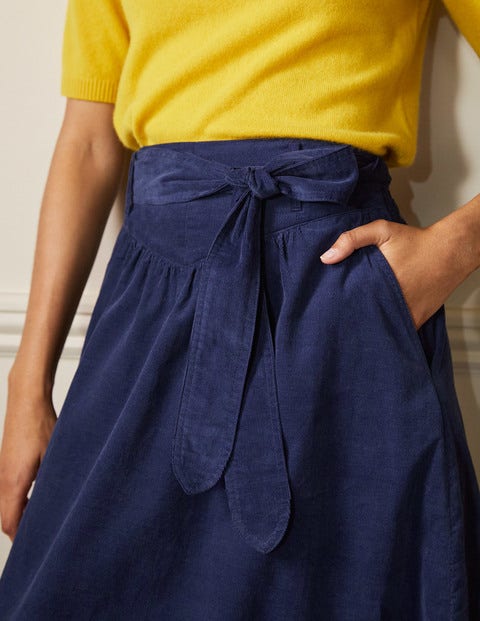 Tie Waist Cord Midaxi Skirt - Night Blue