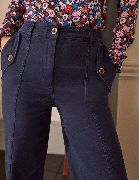 Wide Leg Chino Pants - Navy Wide Leg Chino Pants - Navy