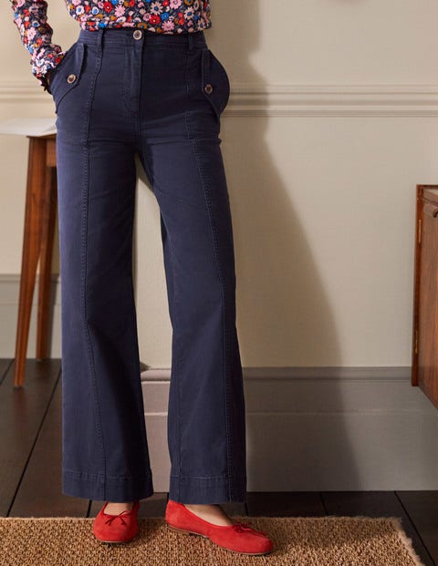 Wide Leg Chino Pants - Navy Wide Leg Chino Pants - Navy