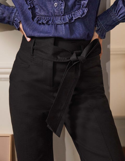 Tailored Tie Waist Pants - Black