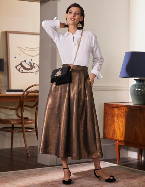 Bronzed Full Midi Skirt - Metallic Bronzed Full Midi Skirt - Metallic