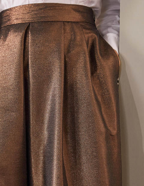 Bronzed Full Midi Skirt - Metallic