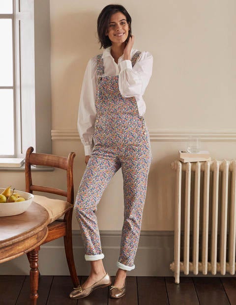 Girlfriend-Latzhose - Filigranes Blumenmuster Girlfriend-Latzhose - Filigranes Blumenmuster