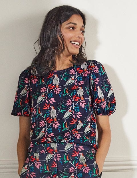 Adriana Puff Sleeve Top - French Navy, Berry Bird Adriana Puff Sleeve Top - French Navy, Berry Bird