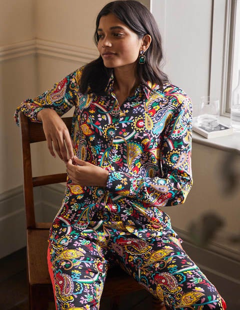 Silk Shirt - Black, Fantastical Boden