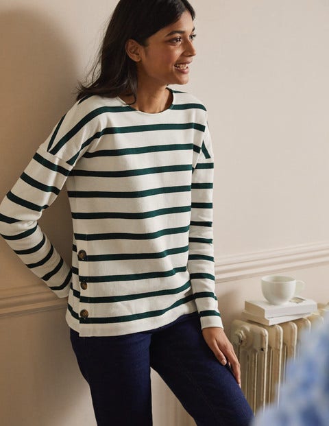 Sophie Langärmliges Bretonshirt - Naturweiß/Grün Sophie Langärmliges Bretonshirt - Naturweiß/Grün