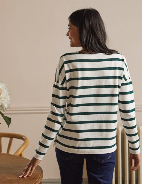 Sophie Langärmliges Bretonshirt - Naturweiß/Grün Sophie Langärmliges Bretonshirt - Naturweiß/Grün