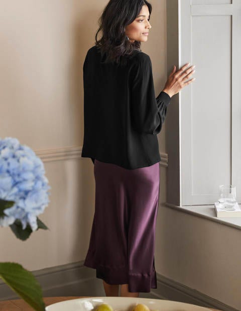 High Neck Ruffle Silk Blouse - Black High Neck Ruffle Silk Blouse - Black