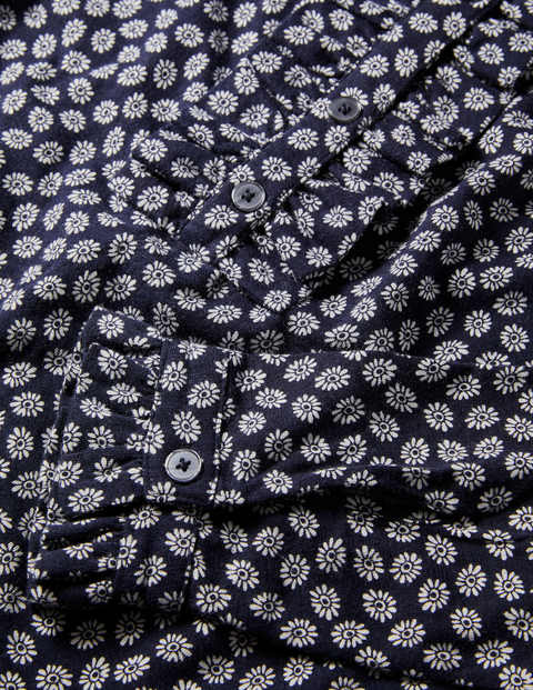 Ruffle Front Jersey Top - French Navy, Daisies Ruffle Front Jersey Top - French Navy, Daisies