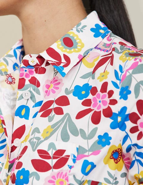 Classic Cotton Shirt - Ivory, Flora Bloom Classic Cotton Shirt - Ivory, Flora Bloom