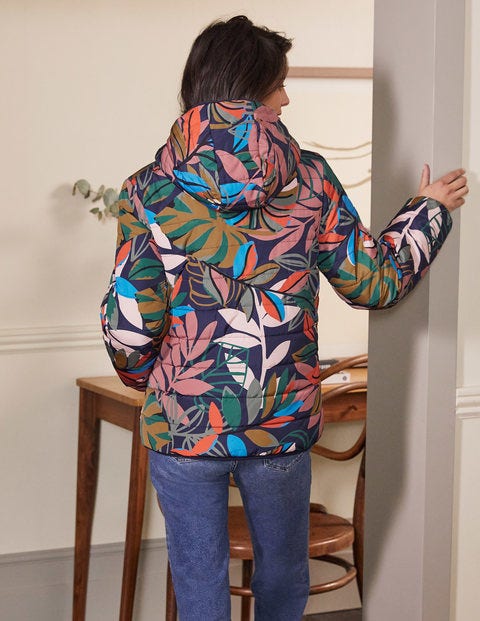 Reversible Puffer Jacket - Navy, Tropic Palm Reversible Puffer Jacket - Navy, Tropic Palm