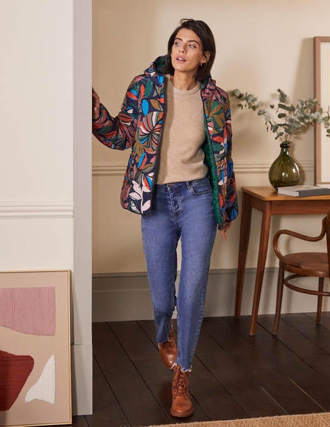 Reversible Puffer Jacket - Navy, Tropic Palm Reversible Puffer Jacket - Navy, Tropic Palm