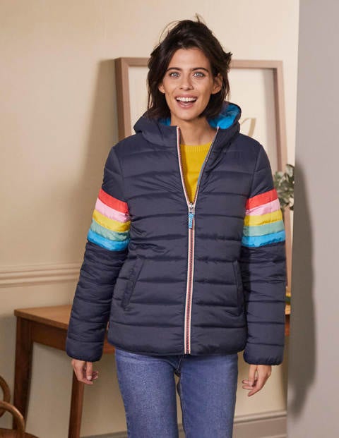 Reversible Puffer Jacket - Navy Stripe/Moroccan Blue Reversible Puffer Jacket - Navy Stripe/Moroccan Blue