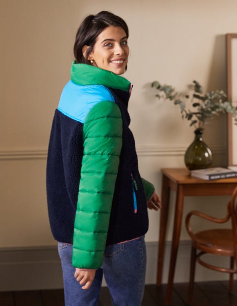 Steppjacke aus Borgmischgewebe - Navy/Tannengrün Steppjacke aus Borgmischgewebe - Navy/Tannengrün