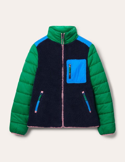 Steppjacke aus Borgmischgewebe - Navy/Tannengrün Steppjacke aus Borgmischgewebe - Navy/Tannengrün