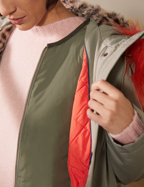 Wasserdichter Parka mit Kunstfell - Klassisches Khaki Wasserdichter Parka mit Kunstfell - Klassisches Khaki