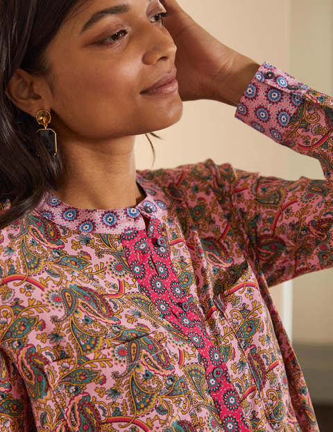 Blouse sans col en soie - Rose formica Blouse sans col en soie - Rose formica