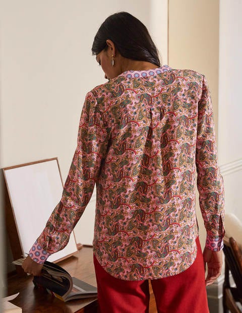 Blouse sans col en soie - Rose formica Blouse sans col en soie - Rose formica