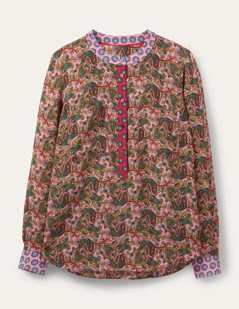 Blouse sans col en soie - Rose formica Blouse sans col en soie - Rose formica