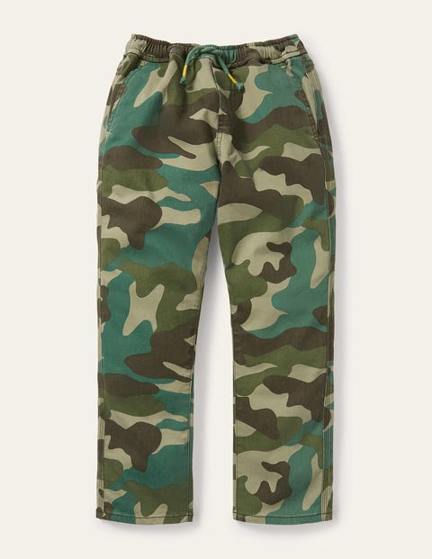 Relaxed Slim Pull-on Trousers - Green Camouflage