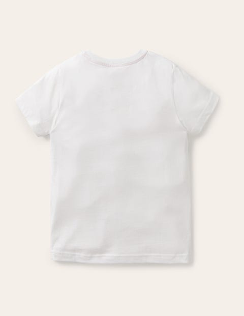 Vorgewaschenes T-Shirt aus Flammgarn - Weiß