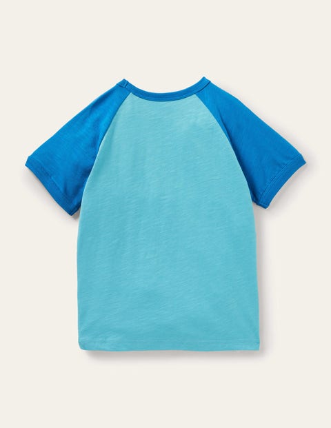 Raglan-T-Shirt in Blockfarben - Wasserblau, Regenbogen