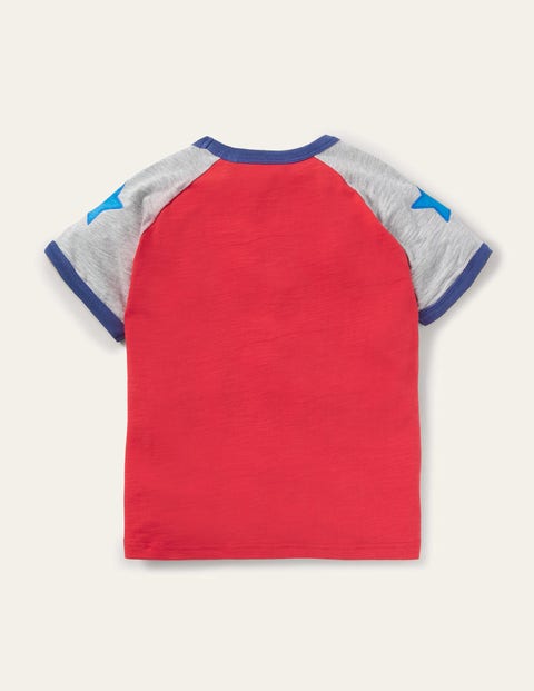 Raglan-T-Shirt in Blockfarben - Feuerrot, Sterne
