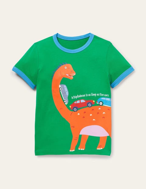 Educational Printed T-shirt - Highland Green Dinosaur