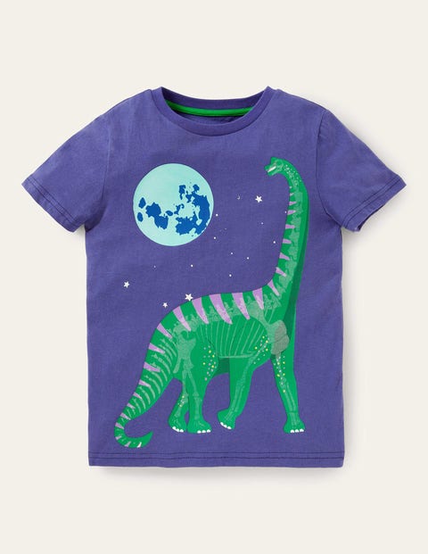 Glow-in-the-dark Scene T-shirt - Starboard Blue Dinosaur
