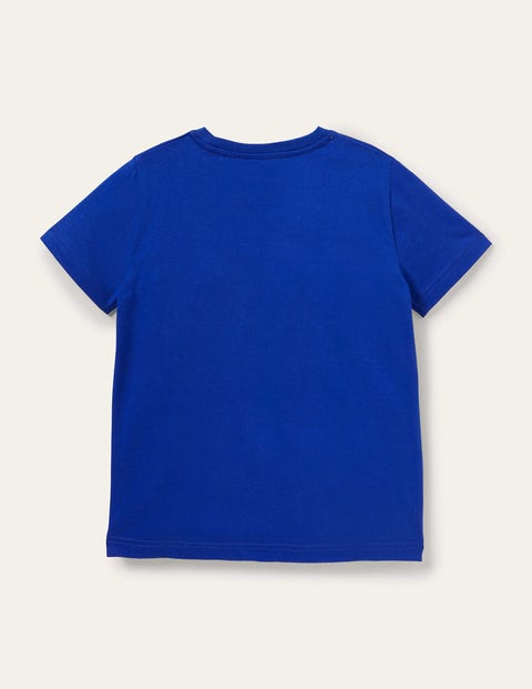 T-Shirt mit im Dunkeln leuchtendem Aufklappmotiv - Wellenblau, Hase