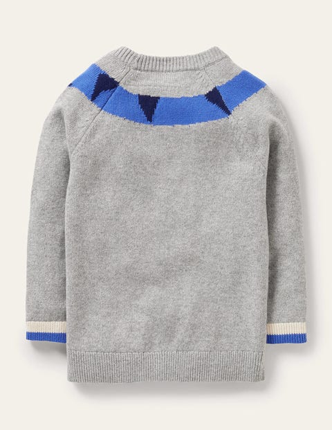 Fun Sweater - Grey Melange Dinosaur