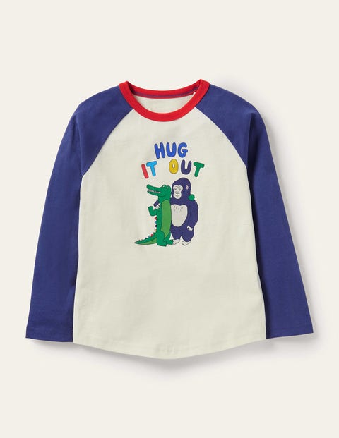 T-shirt imprimé à manches raglan - Motif Hug It Out ivoire