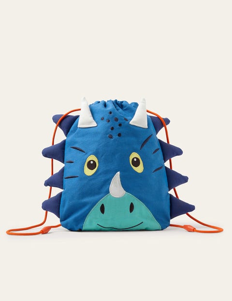 Neue Tasche mit Zugband - Strahlendes Marineblau, Dinosaurier