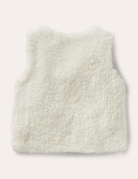 Cosy Appliqué Pocket Vest - Ivory