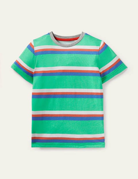 Vorgewaschenes T-Shirt aus Flammgarn - Tropisches Grün/Glockenblumenblau