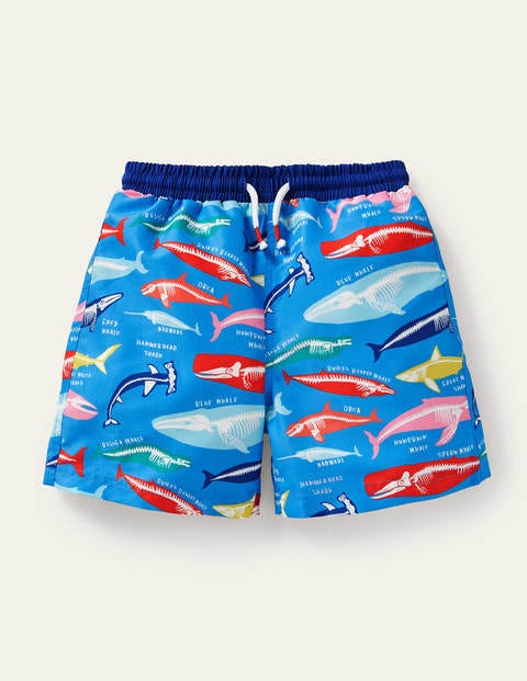 Swim Shorts - Malibu Blue, Whale Bones