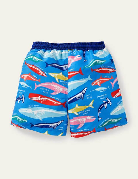 Swim Shorts - Malibu Blue, Whale Bones