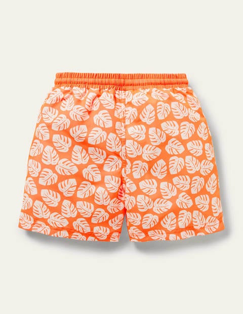Swim Shorts - Highlighter Orange Palm Leaf