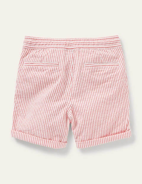 Smarte Shorts zum Hochkrempeln - Erdbeerkuchenrot/Naturweiß, Feine Streifen