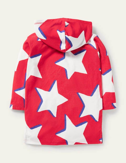 Towelling Throw-on - Jam Red/Ivory Stars
