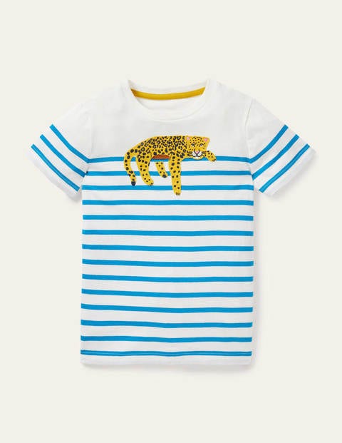 Animal Breton T-shirt - Malibu Blue/Ivory Leopard