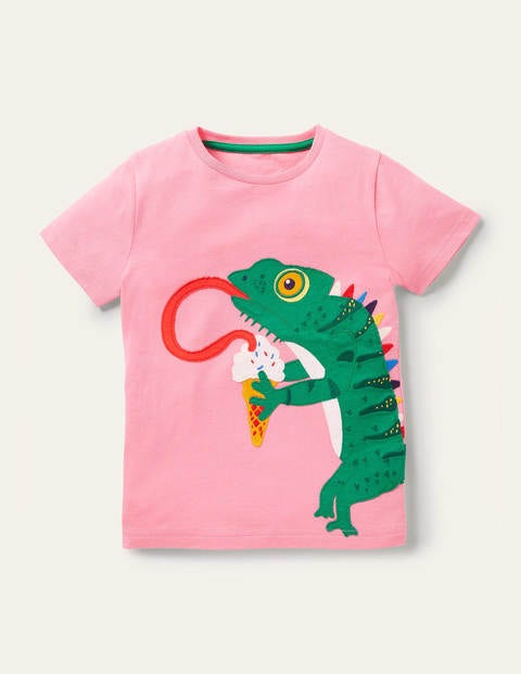 Front & Back Appliqué T-shirt - Pink Lemonade Chameleon